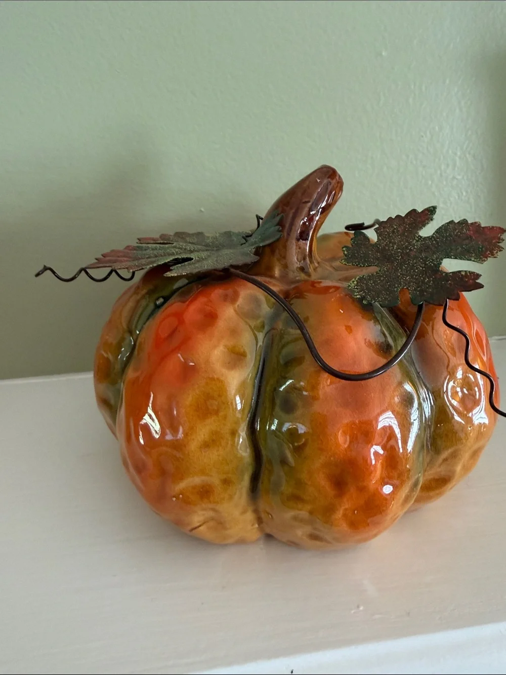 Set of 2 ceramic Pumpkins Halloween decor